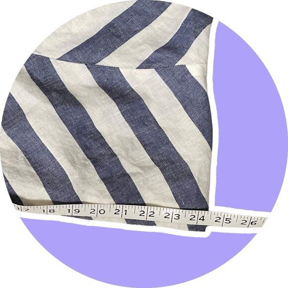 Talbots Women Linen Sleeveless Peplum Blouse Top Linen Blue Stripe 18 20 2X - Picture 10 of 11